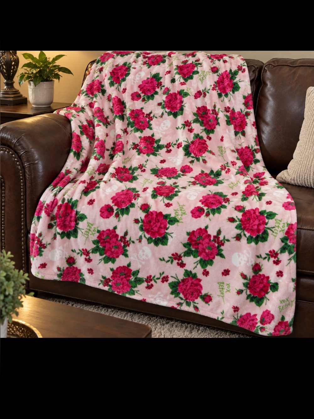Purple Graphic Plush Throw Blanket